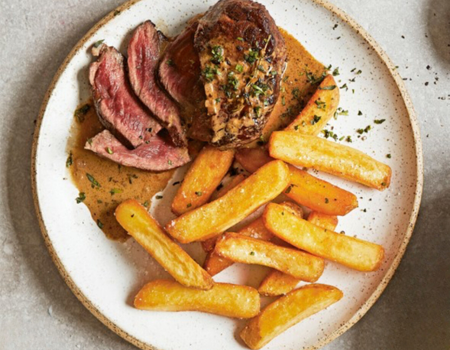 High Protein Garlic Butter Steak Bites & Crispy Potatoes